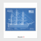 Clipper Ship Flying Cloud - Blueprint ABD Aufkleber (Blatt)
