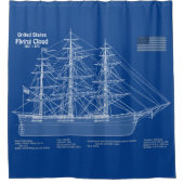 Clipper Ship Flying Cloud - Blueprint ABD Duschvorhang (Vorderseite)