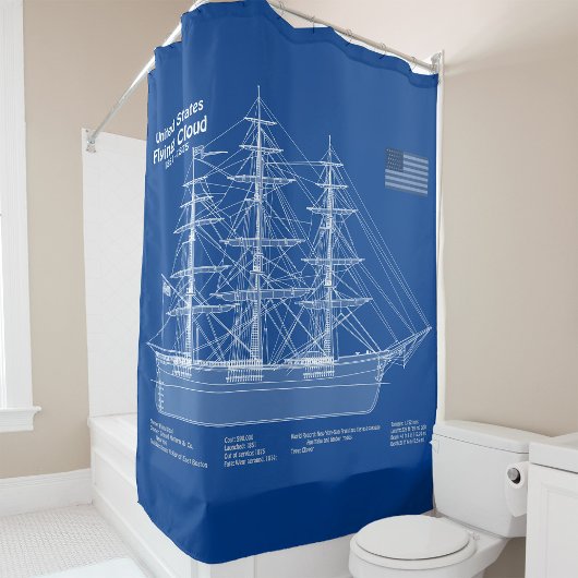 Clipper Ship Flying Cloud - Blueprint ABD Duschvorhang