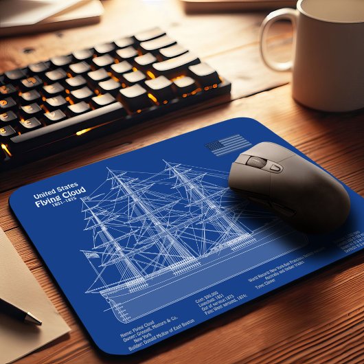 Clipper Ship Flying Cloud - Blueprint ABD Mousepad