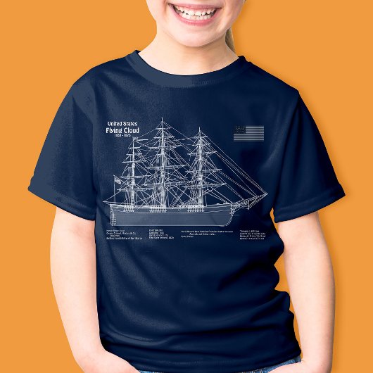 Clipper Ship Flying Cloud - Blueprint ABD T-Shirt