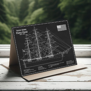Clipper Ship Flying Cloud - Blueprint PD Dankeskarte