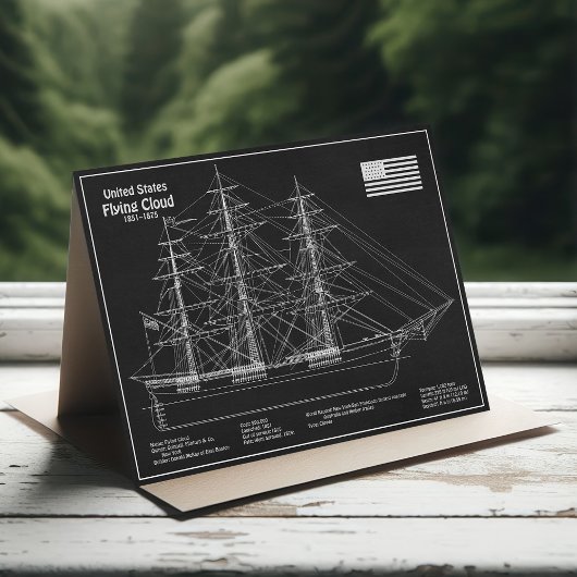Clipper Ship Flying Cloud - Blueprint PD Dankeskarte
