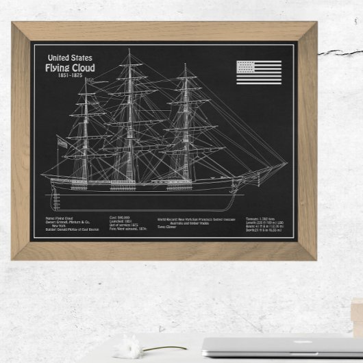 Clipper Ship Flying Cloud - Blueprint PD Fotodruck
