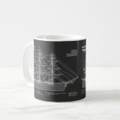 Clipper Ship Flying Cloud - Blueprint PD Kaffeetasse (Vorderseite Links)