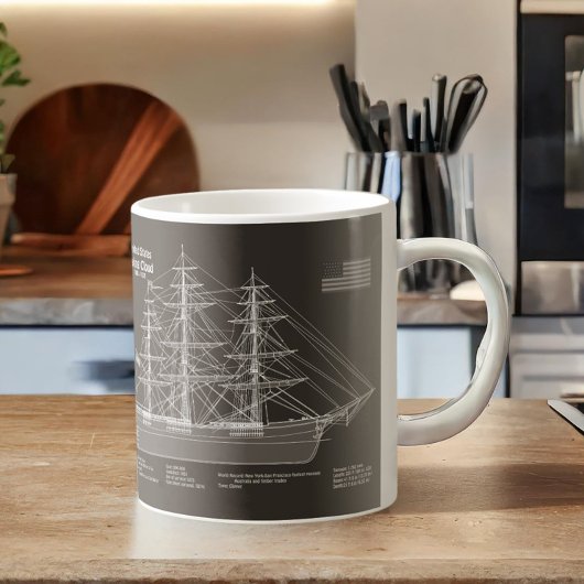 Clipper Ship Flying Cloud - Blueprint PD Kaffeetasse