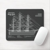 Clipper Ship Flying Cloud - Blueprint PD Mousepad (Mit Mouse)