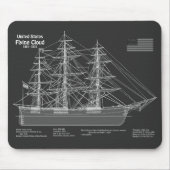 Clipper Ship Flying Cloud - Blueprint PD Mousepad (Vorne)