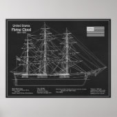 Clipper Ship Flying Cloud - Blueprint PD Poster (Vorne)