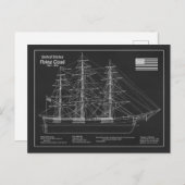 Clipper Ship Flying Cloud - Blueprint PD Postkarte (Vorne/Hinten)