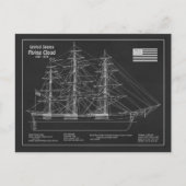Clipper Ship Flying Cloud - Blueprint PD Postkarte (Vorderseite)