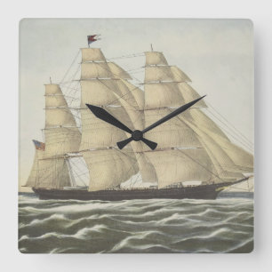 Clipper Ship, Flying Cloud Quadratische Wanduhr