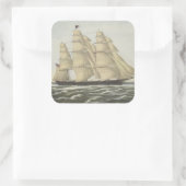 Clipper Ship, Flying Cloud Quadratischer Aufkleber (Tasche)
