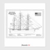 Clipper Ship Flying Cloud - Ship Blueprint BD Aufkleber (Blatt)
