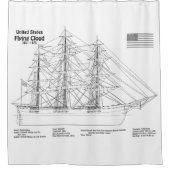 Clipper Ship Flying Cloud - Ship Blueprint BD Duschvorhang (Vorderseite)