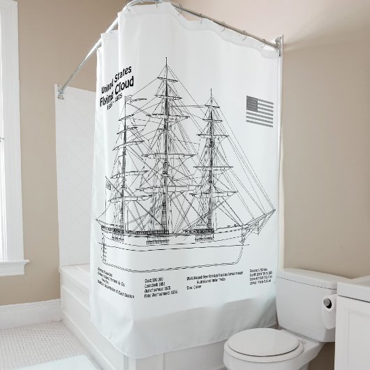 Clipper Ship Flying Cloud - Ship Blueprint BD Duschvorhang