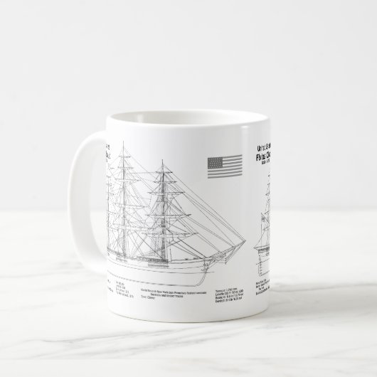 Clipper Ship Flying Cloud - Ship Blueprint BD Kaffeetasse (Vorderseite Links)