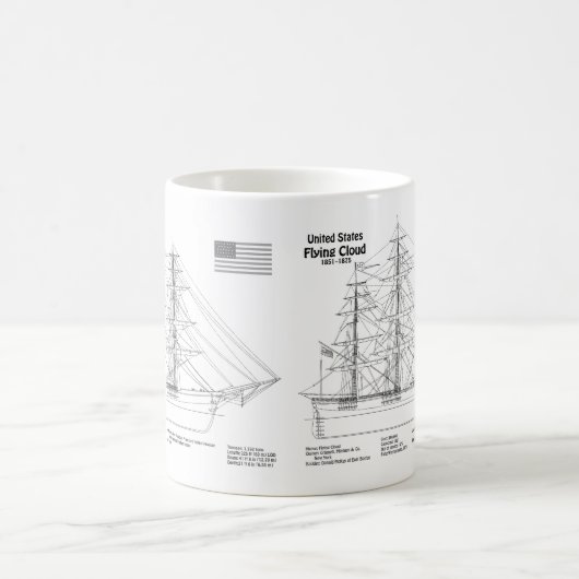 Clipper Ship Flying Cloud - Ship Blueprint BD Kaffeetasse (Mittel)