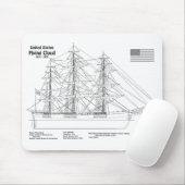 Clipper Ship Flying Cloud - Ship Blueprint BD Mousepad (Mit Mouse)