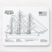 Clipper Ship Flying Cloud - Ship Blueprint BD Mousepad (Vorne)