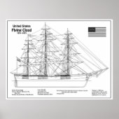 Clipper Ship Flying Cloud - Ship Blueprint BD Poster (Vorne)
