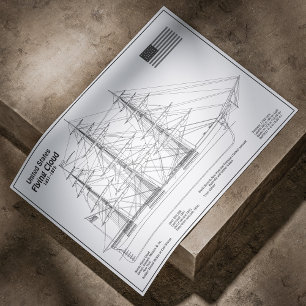Clipper Ship Flying Cloud - Ship Blueprint BD Poster