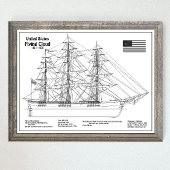 Clipper Ship Flying Cloud - Ship Blueprint BD Poster