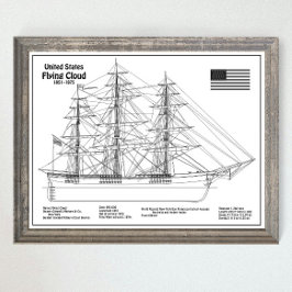 Clipper Ship Flying Cloud - Ship Blueprint BD Poster
