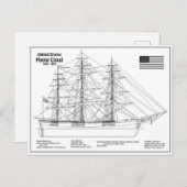 Clipper Ship Flying Cloud - Ship Blueprint BD Postkarte (Vorne/Hinten)