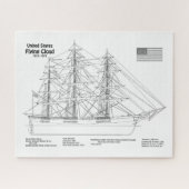 Clipper Ship Flying Cloud - Ship Blueprint BD Puzzle (Horizontal)
