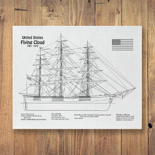 Clipper Ship Flying Cloud - Ship Blueprint BD Puzzle