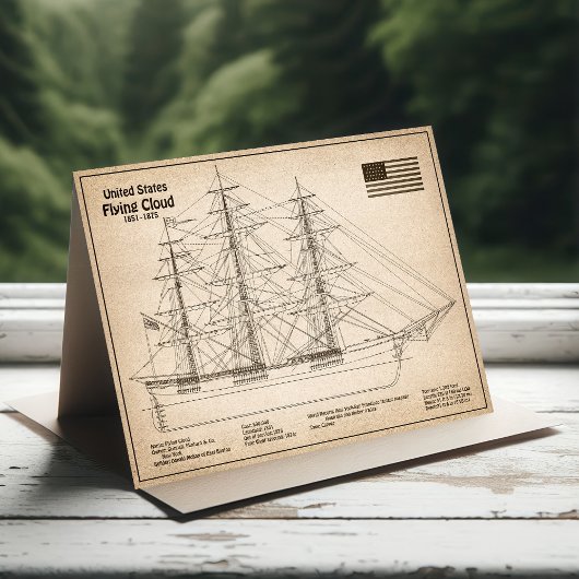 Clipper Ship Flying Cloud - Ship Blueprint SD Dankeskarte