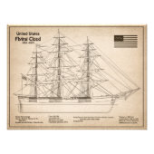 Clipper Ship Flying Cloud - Ship Blueprint SD Fotodruck (Vorne)