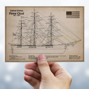 Clipper Ship Flying Cloud - Ship Blueprint SD Postkarte