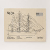 Clipper Ship Flying Cloud - Ship Blueprint SD Puzzle (Horizontal)