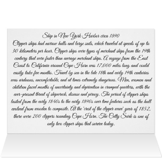 Clipper Ship in New York Hafen 1890 (Innenansicht Horizontal (Oben))