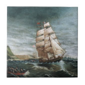 Clipper Ship in New York Hafen 1890 Fliese (Vorderseite)