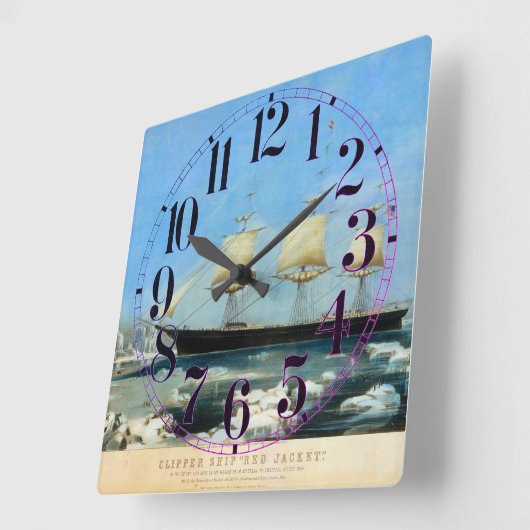 Clipper Ship Red Jacket 1854 Quadratische Wanduhr (Winkel)