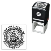 Clipper Ship Sailing Boat Round Library Name Permastempel (Beispiel)