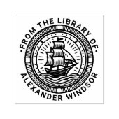 Clipper Ship Sailing Boat Round Library Name Permastempel (Design)