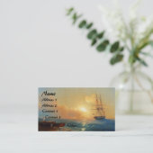Clipper Ship Sunset Ocean Beach Business Cards Visitenkarte (Stehend Vorderseite)