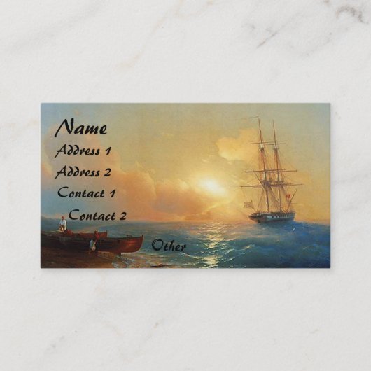 Clipper Ship Sunset Ocean Beach Business Cards Visitenkarte (Vorderseite)