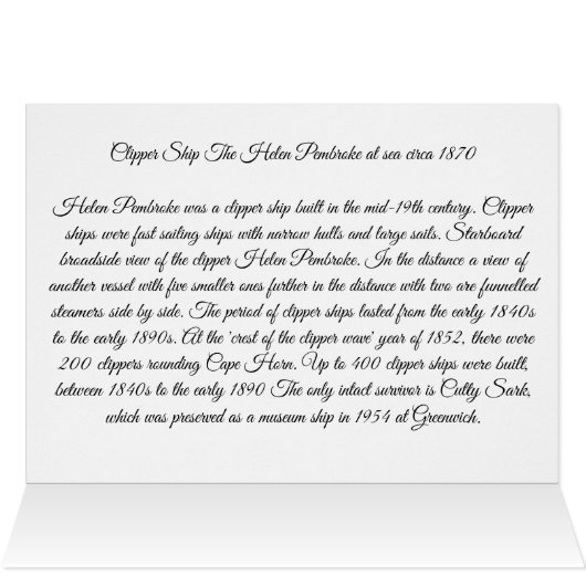 Clipper Ship The Helen Pembroke 1870 (Innenansicht Horizontal (Oben))