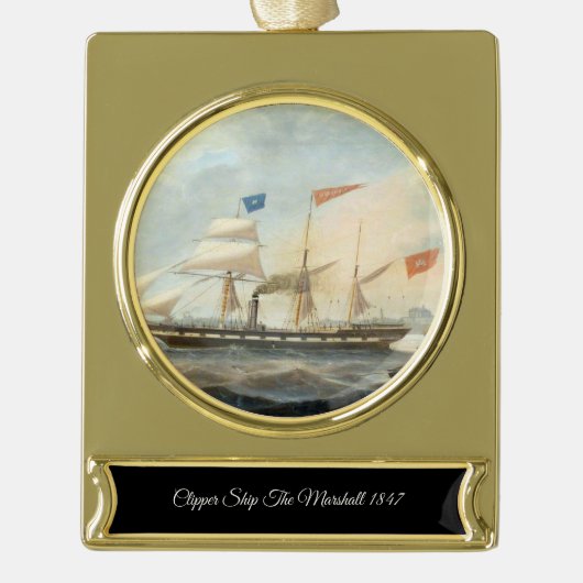 Clipper Ship the Marshall 1847 Banner-Ornament Gold (Vorderseite)