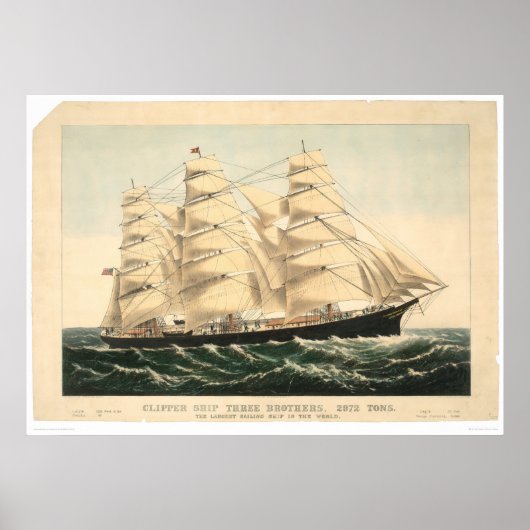 Clipper ship "Three Brothers" (0406A) Poster (Vorne)