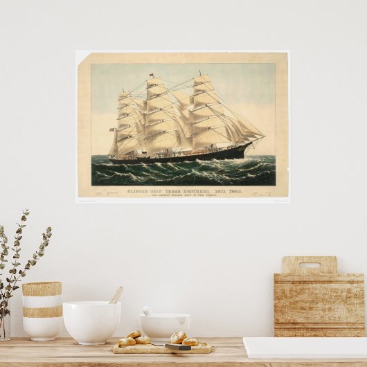 Clipper ship "Three Brothers" (0406A) Poster (Küche)