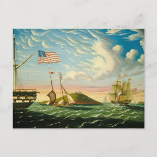 Clipper Ships Boston Hafen 1800er Postkarte