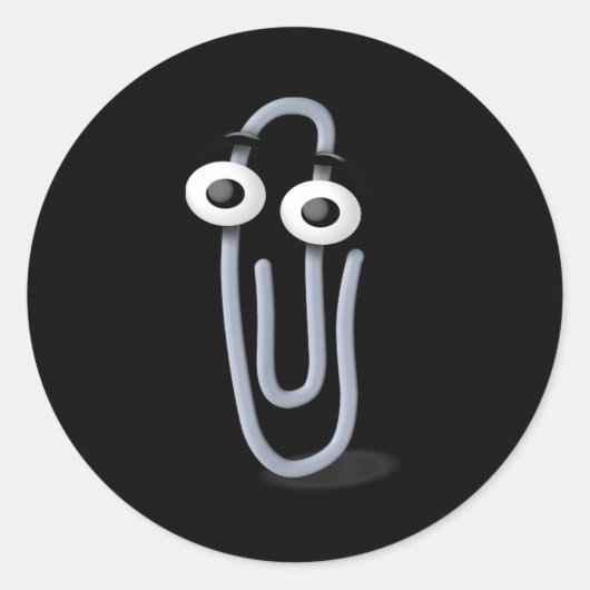 Clippy Paper Clip Funny Meme Page Note Runder Aufkleber (Vorderseite)