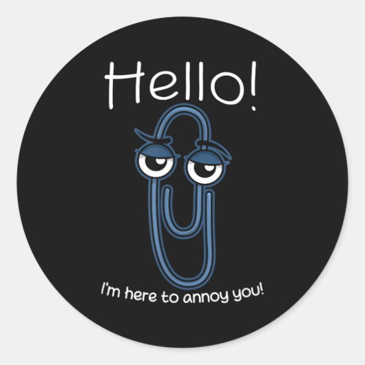 Clippy Paper Clip Funny Meme Page Note Sarcastic  Runder Aufkleber (Vorderseite)