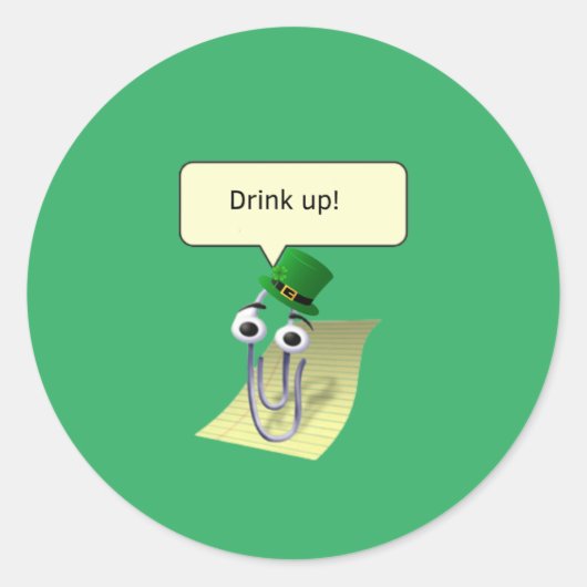 Clippy St. Patrick's Day Runder Aufkleber (Vorderseite)
